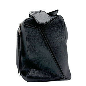 Loewe Silver Puzzle Black Leather Handbag Bag